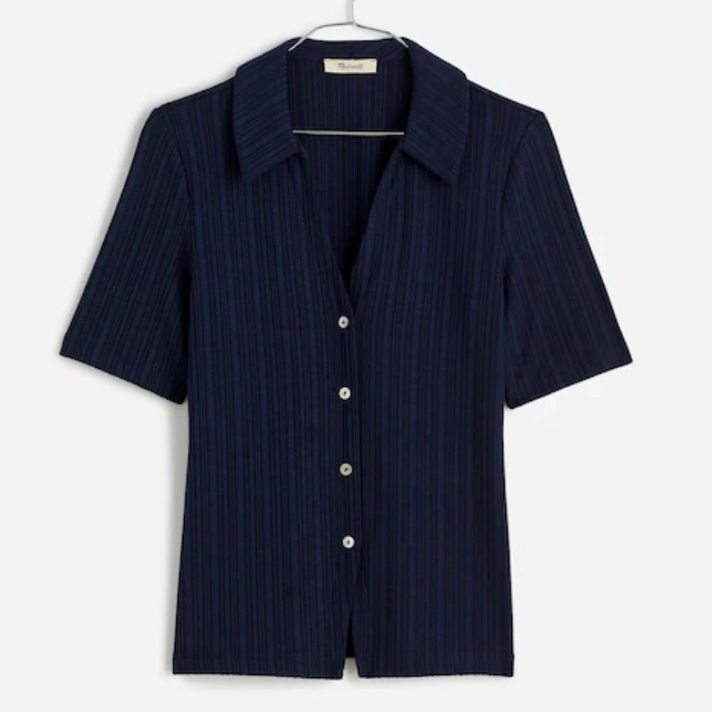 Madewell Cutaway Hem Polo Top in Navy sz. S